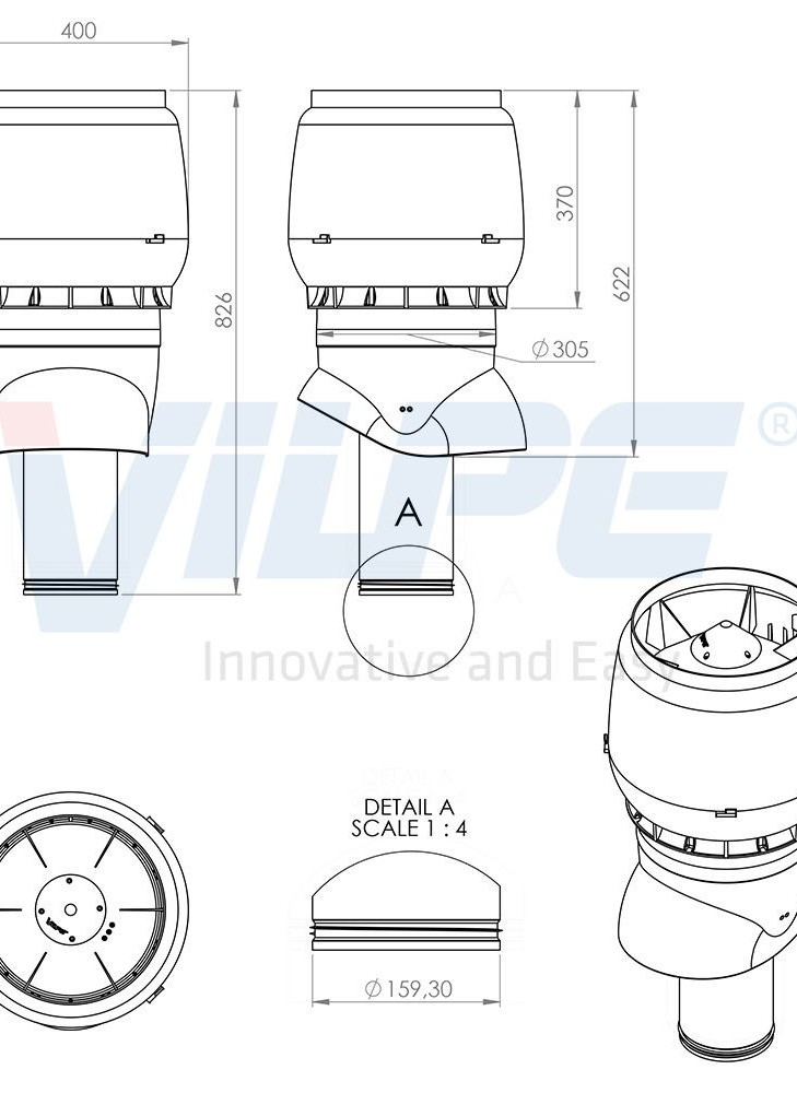 Изолированный вентиляционный выход Vilpe XL-160-500
